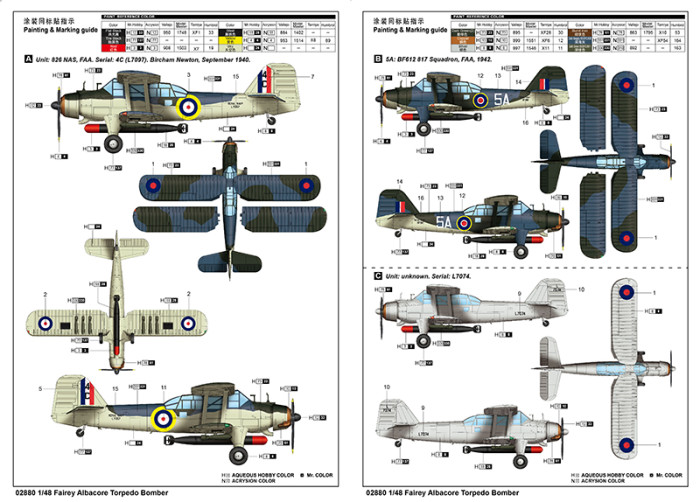 Trumpeter 02880 1/48 Scale Fairey Albacore Torpedo Bomber Plastic Aircraft Assembly Model Kit