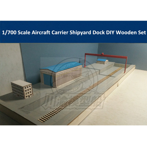 1/700 Scale Aircraft Carrier Shipyard Dockyard Diorama DIY Set Wooden Assembly Model Kit CY703