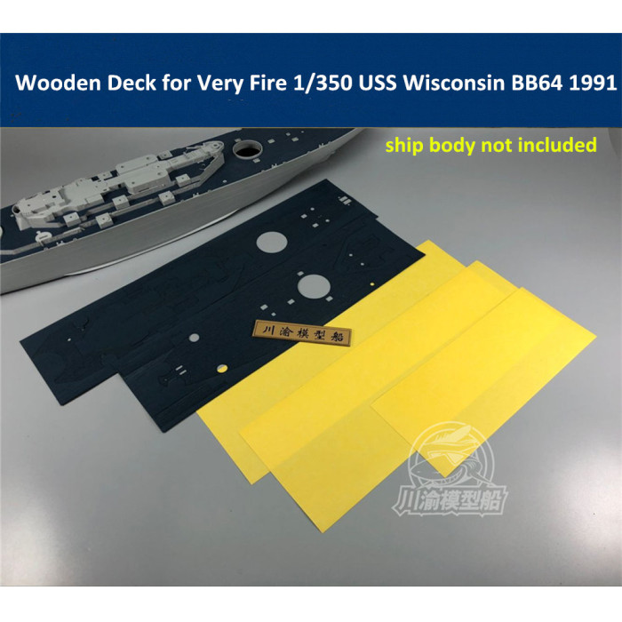 Wooden Deck for Very Fire 1/350 Scale USS Wisconsin BB-64 1991 Model CY350054H