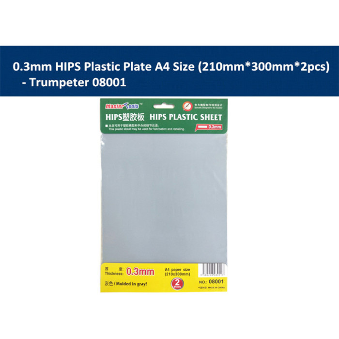 Trumpeter 08001 08002 08003 0.3mm/0.5mm/1.0mm HIPS Plastic Plate A4 Size Tools