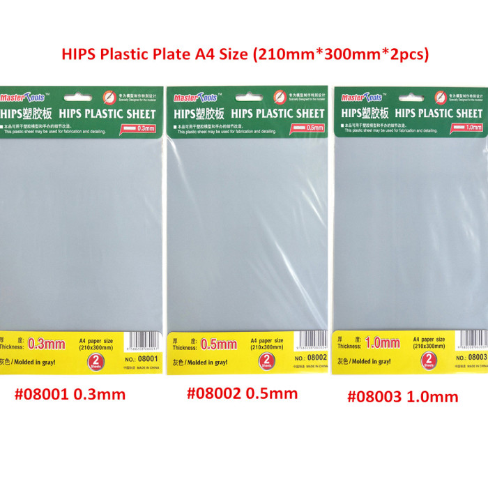 Trumpeter 08001 08002 08003 0.3mm/0.5mm/1.0mm HIPS Plastic Plate A4 Size Tools