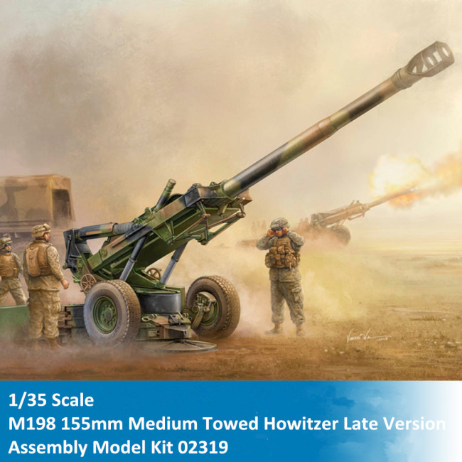 Trumpeter 02319 1/35 Scale M198 155mm Medium Towed Howitzer Late Version Military Plastic Assembly Model Kit