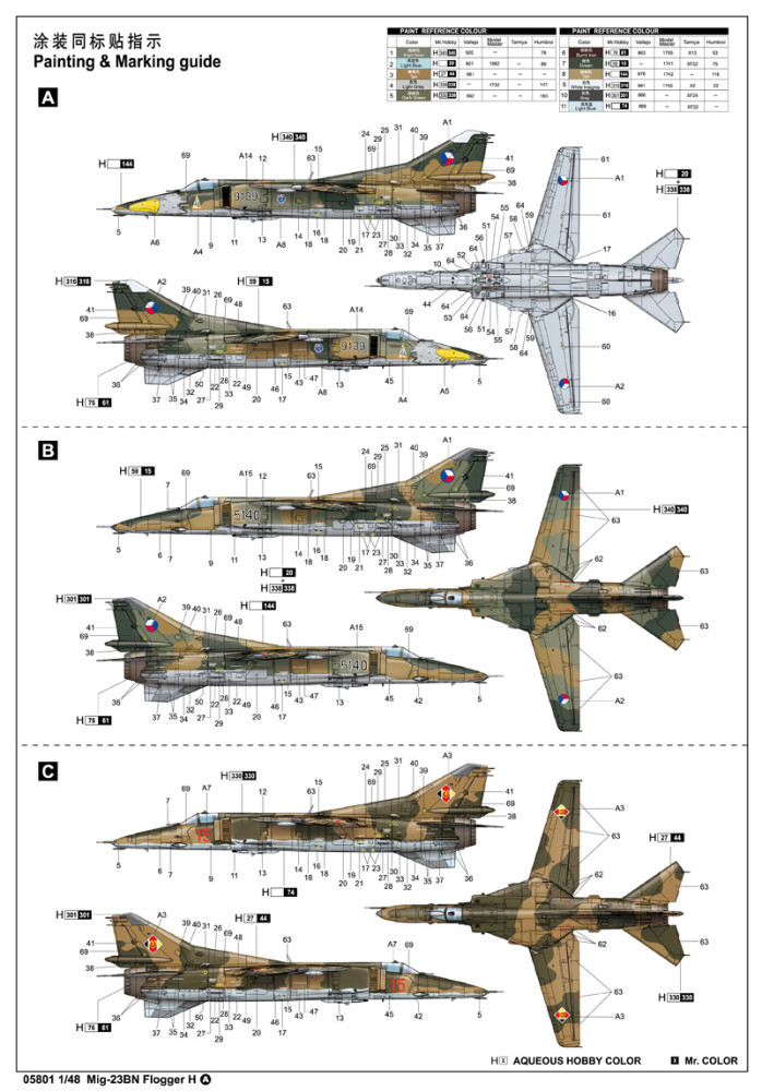 Trumpeter 05801 1/48 Scale Mig-23BN Flogger H Bomber Military Plastic Aircraft Assembly Model Kit