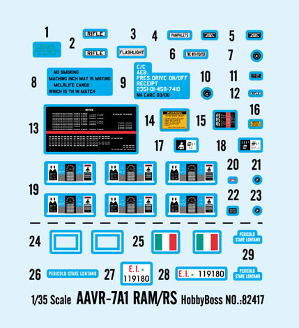 HobbyBoss 82417 1/35 Scale AAVR-7A1 RAM/RS w/Full Interior Military Platic Assembly Model Kit