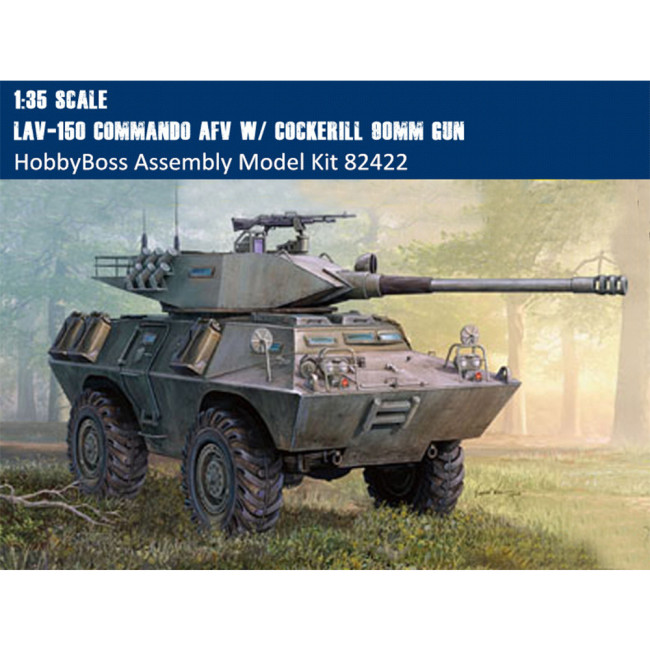 HobbyBoss 82422 1/35 Scale LAV-150 Commando AFV w/ Cockerill 90mm Gun Military Platic Assembly Model Kit