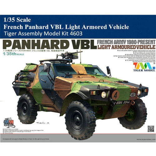 Tiger Model 4603 1/35 Scale French Panhard VBL Light Armored Vehicle Military Plastic Assembly Model Kit