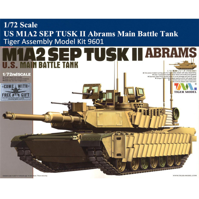 Tiger Model 9601 1/72 Scale US M1A2 SEP TUSK II Abrams Main Battle Tank Military Plastic Assembly Model Kit