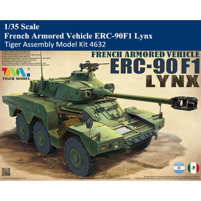 Tiger Model 4632 1/35 Scale French Armored Vehicle ERC-90F1 Lynx Military Plastic Assembly Model Kit