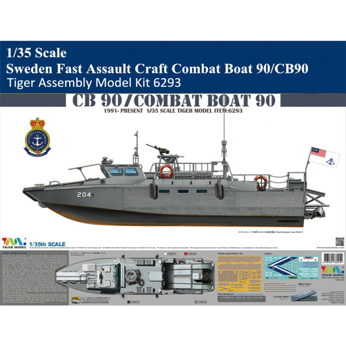 Tiger Model 6293 1/35 Scale Sweden Fast Assault Craft Combat Boat 90/CB90 Military Plastic Assembly Model Kit