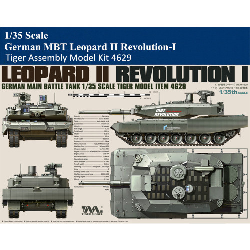 Tiger Model 4629 1/35 Scale German MBT Leopard II Revolution-I Military Plastic Assembly Model Kit