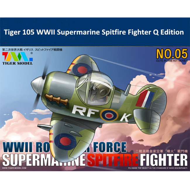 Tiger Model 105 WWII Royal Air Force Spitfire Fighter Cute Series Q Edition Plastic Aircraft Assembly Model Kit