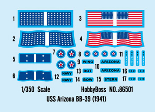 HobbyBoss 86501 1/350 Scale USS Arizona BB-39 (1941) Military Plastic Assembly Model Building Kits