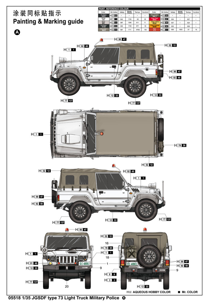 Trumpeter 05518 1/35 Scale JGSDF type 73 Light Truck (Police) Plastic Assembly Model Building Kits