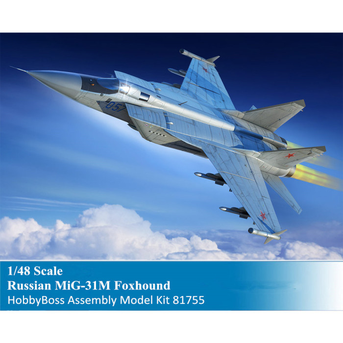 HobbyBoss 81755 1/48 Scale Russian MiG-31M Foxhound Military Plastic Aircraft Assembly Model Kit