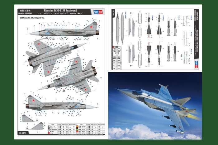 HobbyBoss 81755 1/48 Scale Russian MiG-31M Foxhound Military Plastic Aircraft Assembly Model Kit