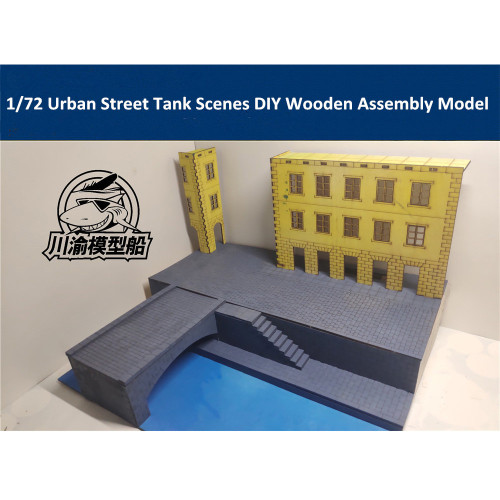 1/72 Scale European Urban Street Tank Battle Scenes DIY Wooden Assembly Model CY715