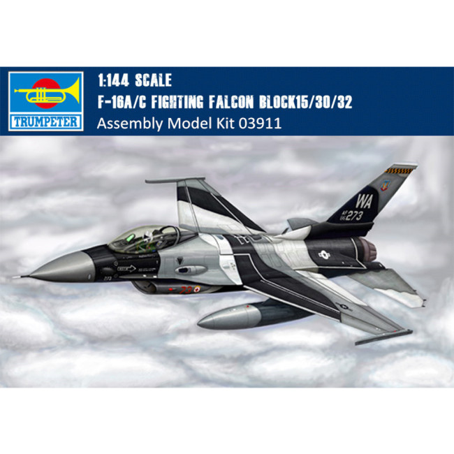 Trumpeter 03911 1/144 Scale F-16A/C Fighting Falcon Block15/30/32 Fighter Military Aircraft Assembly Model