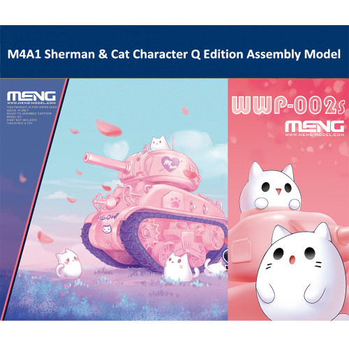 Meng WWP-002s M4A1 Sherman & Cat Character Q Edition Plastic Assembly Model Kit