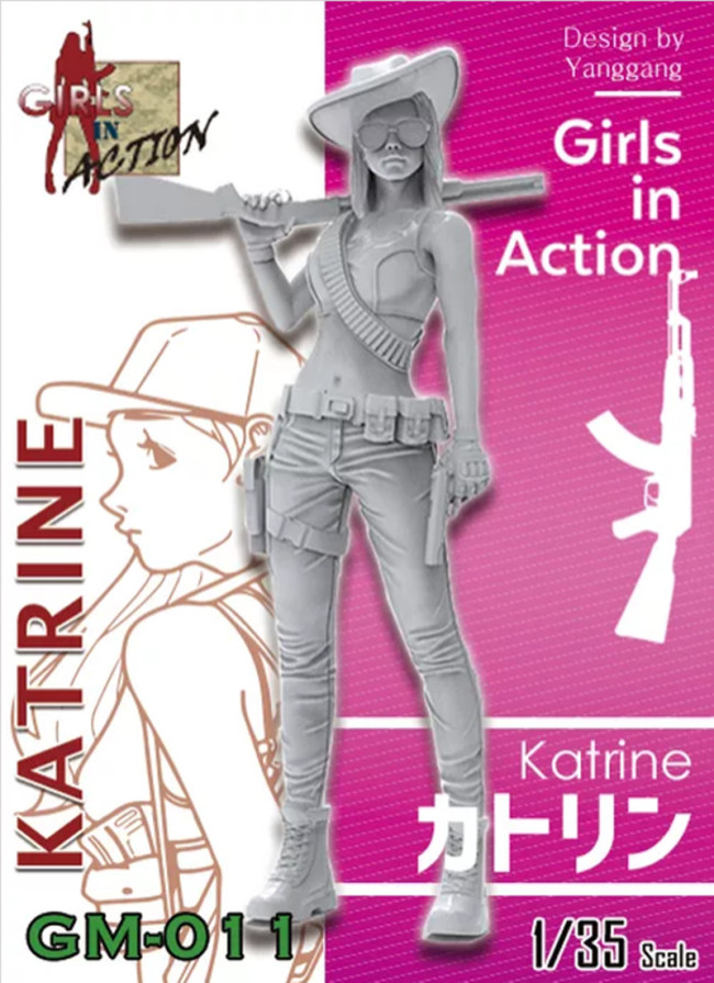 ZLPLA Genuine 1/35 Scale Katrine Girls in Action Resin Figure Assembly Model Kit GM-011