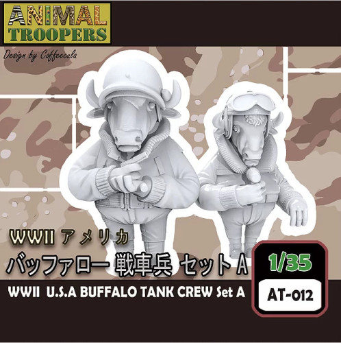 Korea ZLPLA Genuine 1/35 Scale Animal Troopers WWII US Buffalo Tank Crew Set A Q Editon Resin Assembly Model AT-012
