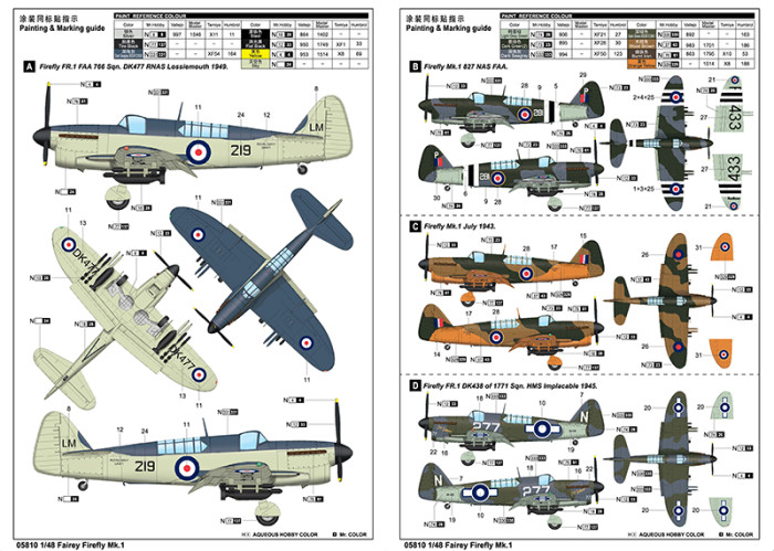 Trumpeter 05810 1/48 Scale Fairey Firefly Mk.1 Aircraft Military Plastic Assembly Model Kit