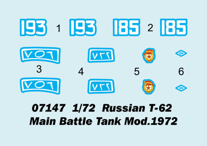 Trumpeter 07147 1/72 Scale Russian T-62 Main Battle Tank Mod.1972 Military Plastic Assembly Model Kit