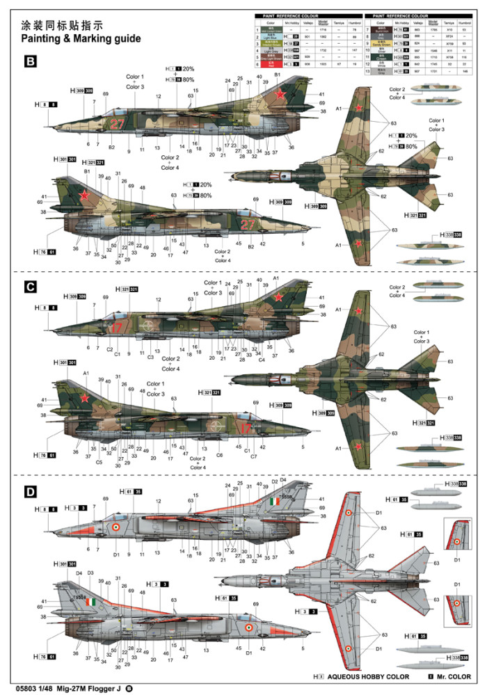 Trumpeter 05803 1/48 Scale Mig-27M Flogger J Military Plastic Aircraft Assembly Model Building Kits