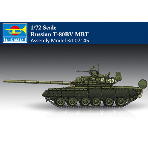 Trumpeter 07145 1/72 Scale Russian T-80BV MBT Military Plastic Tank Assembly Model Kit