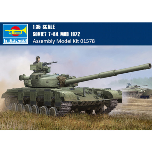 Trumpeter 01578 1/35 Scale Soviet T-64 MOD 1972 Military Plastic Tank Assembly Model Building Kits