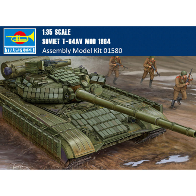 Trumpeter 01580 1/35 Scale Soviet T-64AV MOD 1984 Military Plastic Tank Assembly Model Building Kits