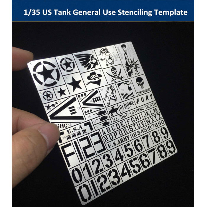 1/35 Scale US Tank General Use Stenciling Template Model Painting Tools AJ0018