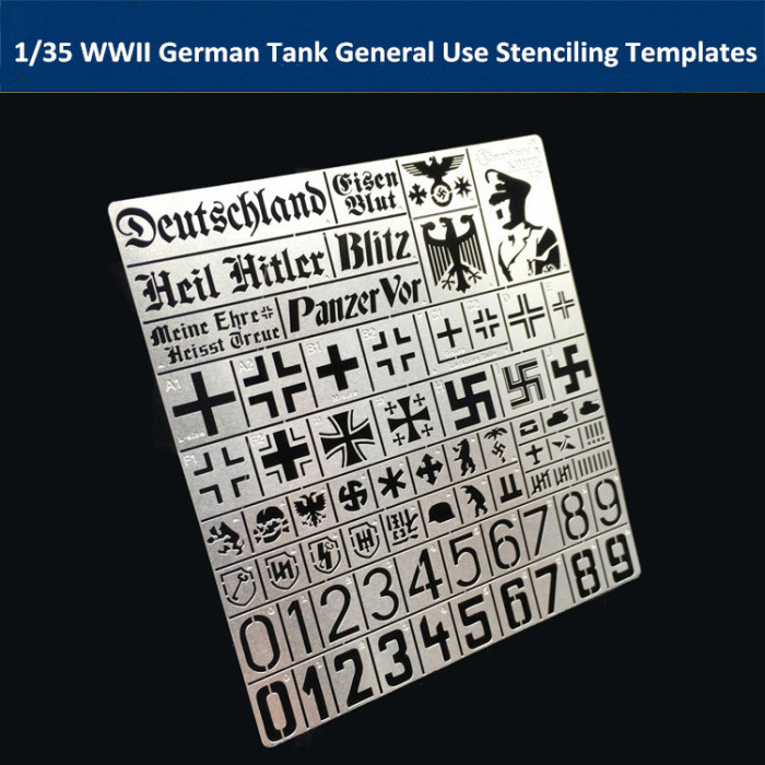 1/35 Scale WWII German Tank General Use Stenciling Template Model Painting Tools AJ0003