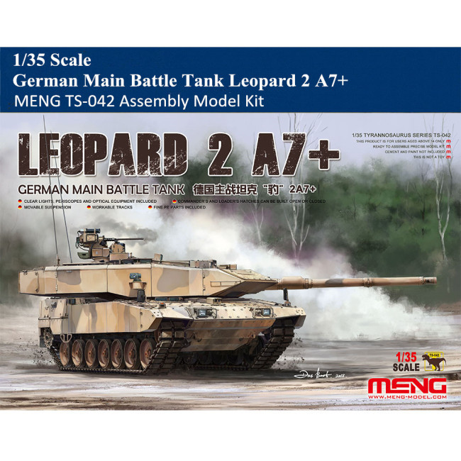 Pre-order MENG TS-042 1/35 Scale German MBT Main Battle Tank Leopard 2 A7+ Armor Plastic Assembly Model Kits