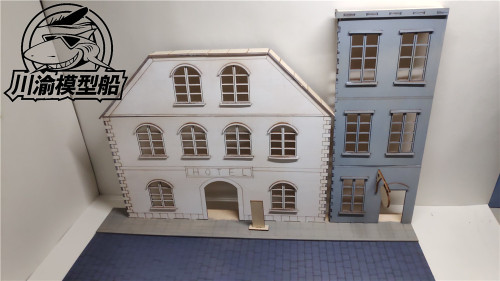 1/35 Scale European Urban Street Scene Diorama DIY Wooden Assembly Model Kit TMW00009