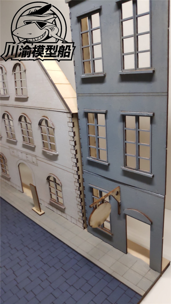 1/35 Scale European Urban Street Scene Diorama DIY Wooden Assembly Model Kit CY718