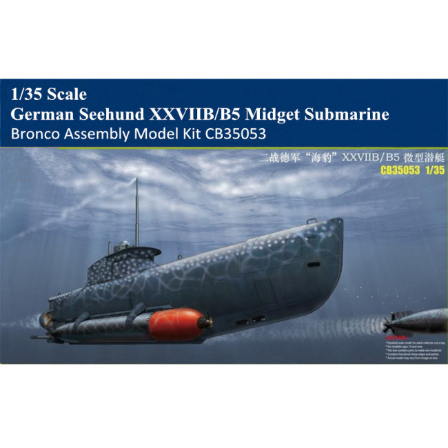 Bronco CB35053 1/35 Scale German Seehund XXVIIB/B5 Midget Submarine Military Assembly Model Kit