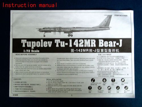 Trumpeter 01609 1/72 Scale Tupolev Tu-142MR Bear- J Fighter Military Plastic Aircraft Assembly Model Kits