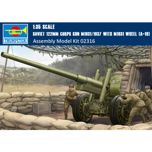 Trumpeter 02316 1/35 Scale Soviet 122mm corps gun M1931/1937 with M1931 Wheel (A-19) Assembly Model