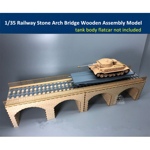 1/35 Scale Railway Stone Arch Bridge Diorama Wooden Assembly Model Kit