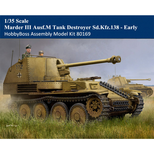 HobbyBoss 80169 1/35 Scale Marder III Ausf.M Tank Destroyer Sd.Kfz.138 - Early Military Assembly Model Kit