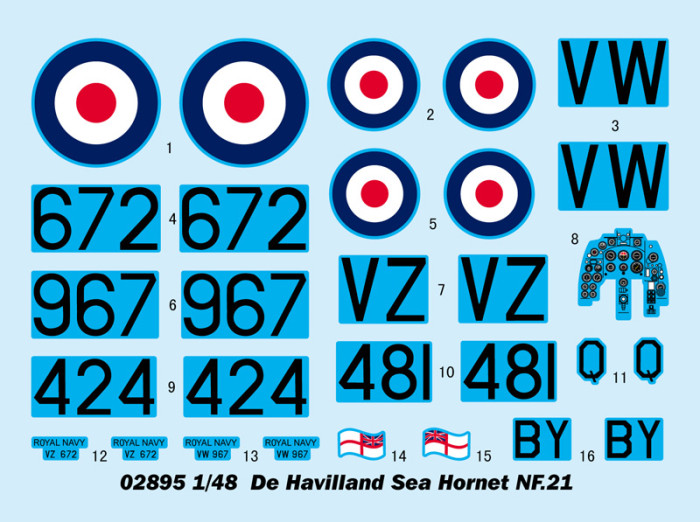 Trumpeter 02895 1/48 Scale De Havilland Sea Hornet NF.21 Fighter Plastic Military Aircraft Assembly Model Kit