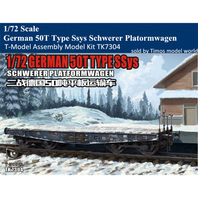 T-Model TK7304 1/72 Scale German 50T Type Ssys Schwerer Platformwagen Assembly Model Kit