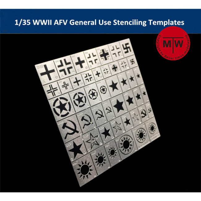1/35 Scale WWII AFV General Use Stenciling Templates AJ0024