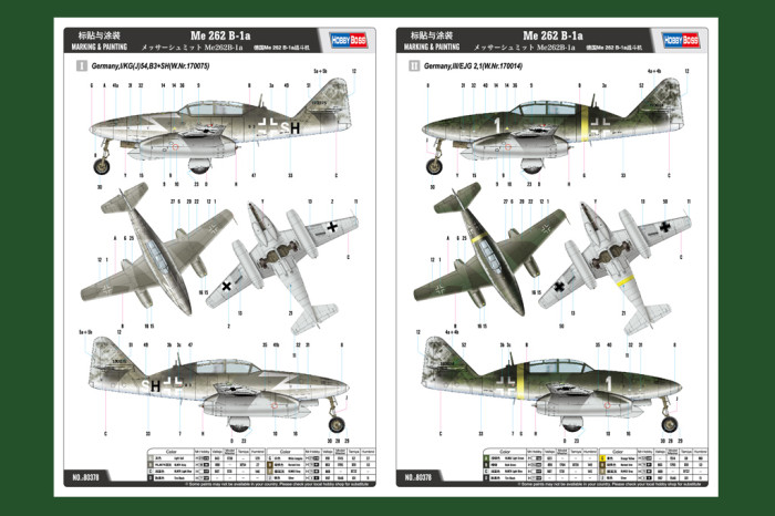 HobbyBoss 80378 1/48 Scale German Me 262 B-1a Fighter Plastic Military Aircraft Assembly Model Kits