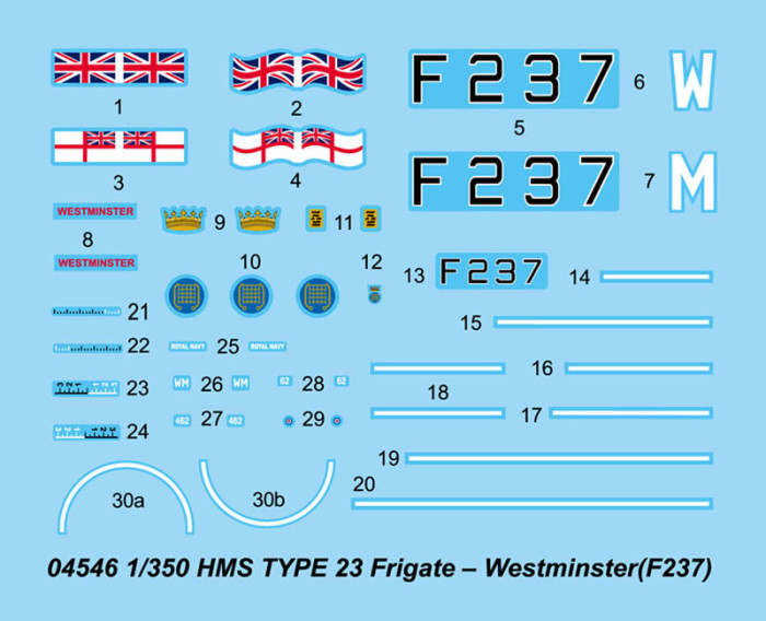 Trumpeter 04546 1/350 Scale HMS TYPE 23 Frigate – Westminster(F237) Military Plastic Assembly Ship Model Kit