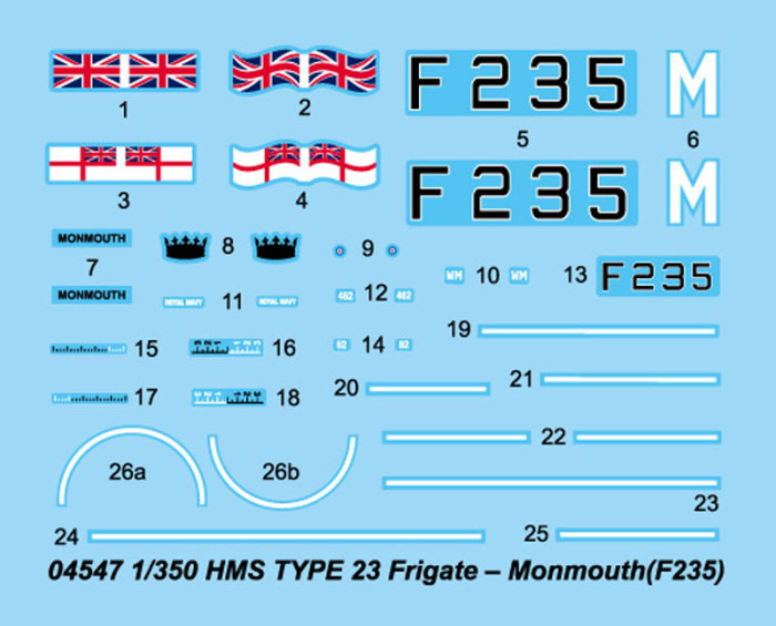 Trumpeter 04547 1/350 Scale HMS TYPE 23 Frigate – Monmouth(F235) Military Plastic Assembly Ship Model Kits