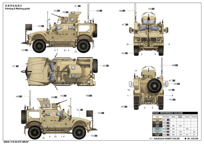 Trumpeter 00930 1/16 Scale US M-ATV MRAP Military Plastic Assembly Model Kits