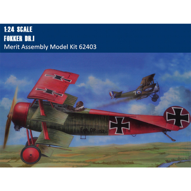 Merit 62403 1/24 Scale Fokker Dr.1 Fighter Plastic Military Assembly Aircraft Model Kits