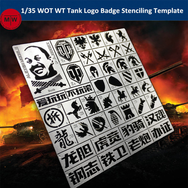 1/35 Scale WOT WT Tank Logo Badge Stenciling Template Model Building Tools AJ0002