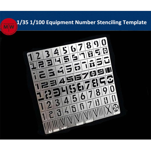 1/35 1/100 Scale Equipment Number Stenciling Template Leakage Spray Plate Tools for Gundam Military Model AJ0026